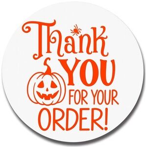Thank You for Your Order Stickers – Halloween Pumpkin Round Labels 2"